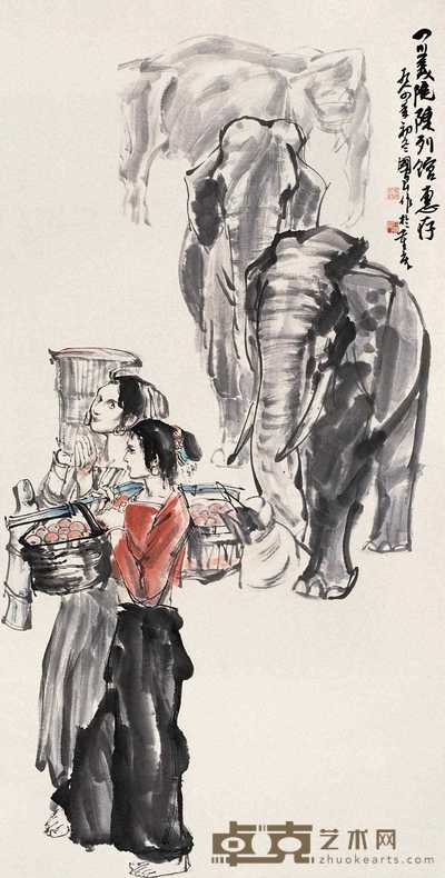 史国良 1984年作 赶集去 立轴 139×70cm